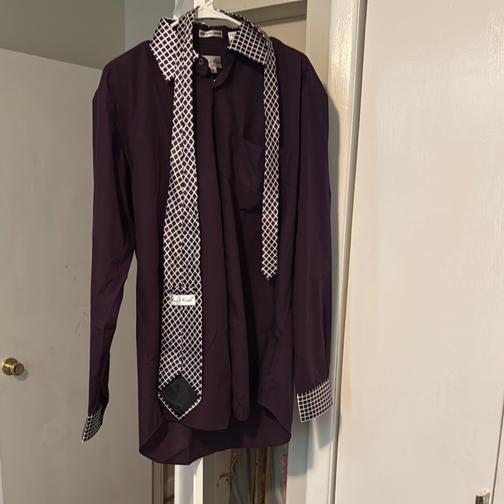Purple shirt and matching tie